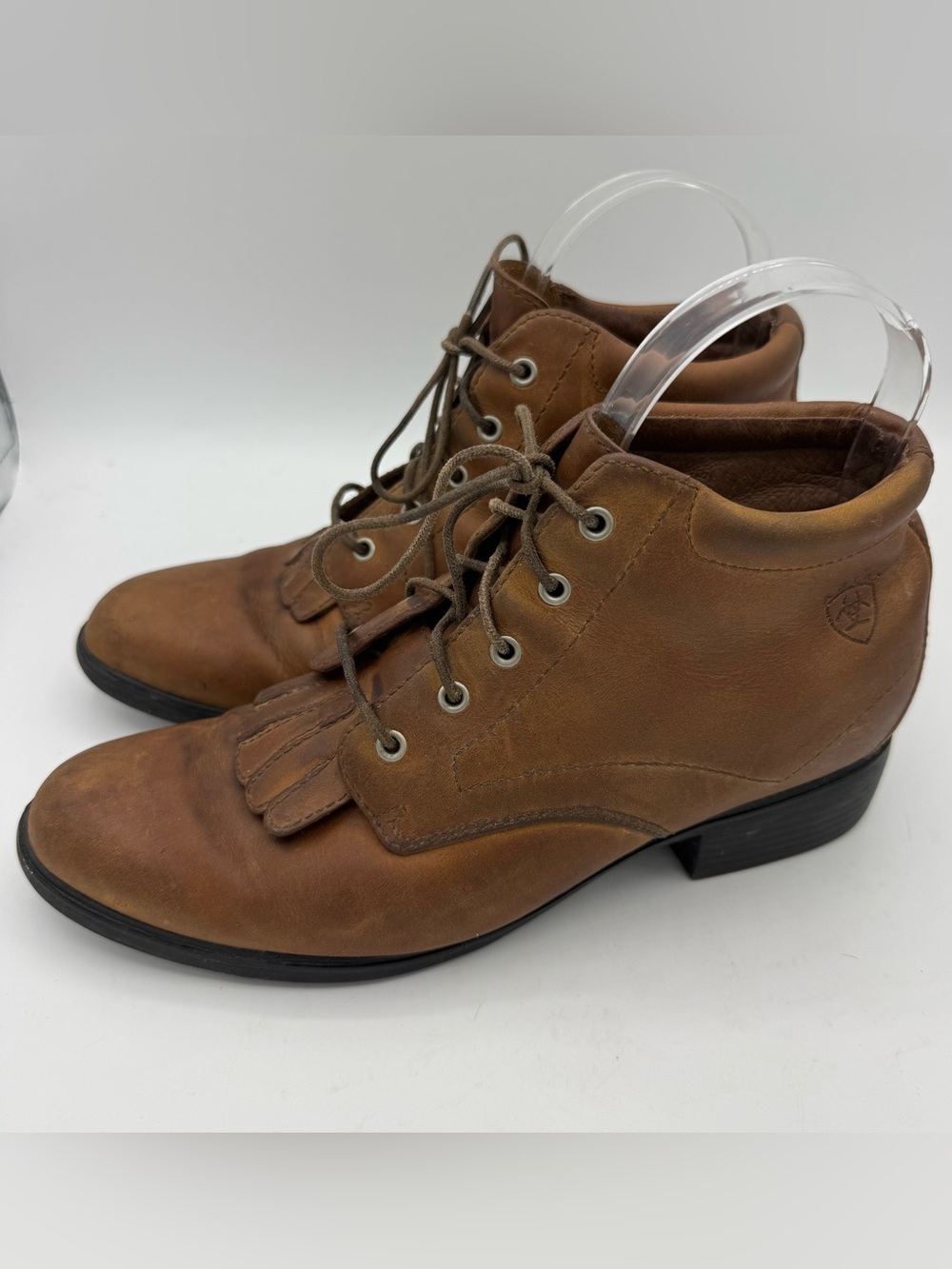 Ariat Womens Brown Leather Lace Up Kilt Tassel Western Roper Boots size 7